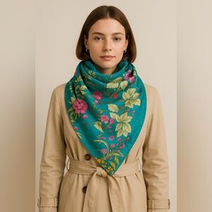 Vintage Revillon Paris Silk Square Scarf